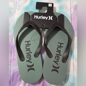 💚🖤🩴 Hurley Thong Flip Flop Sandals - Olive Green and Black - Mens Size 7